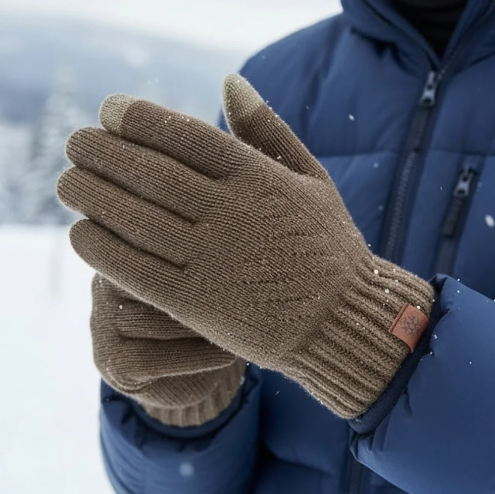 Insulated Touchscreen Plush Sherpa Lined Knit Gloves Winter Outdoor Men Women